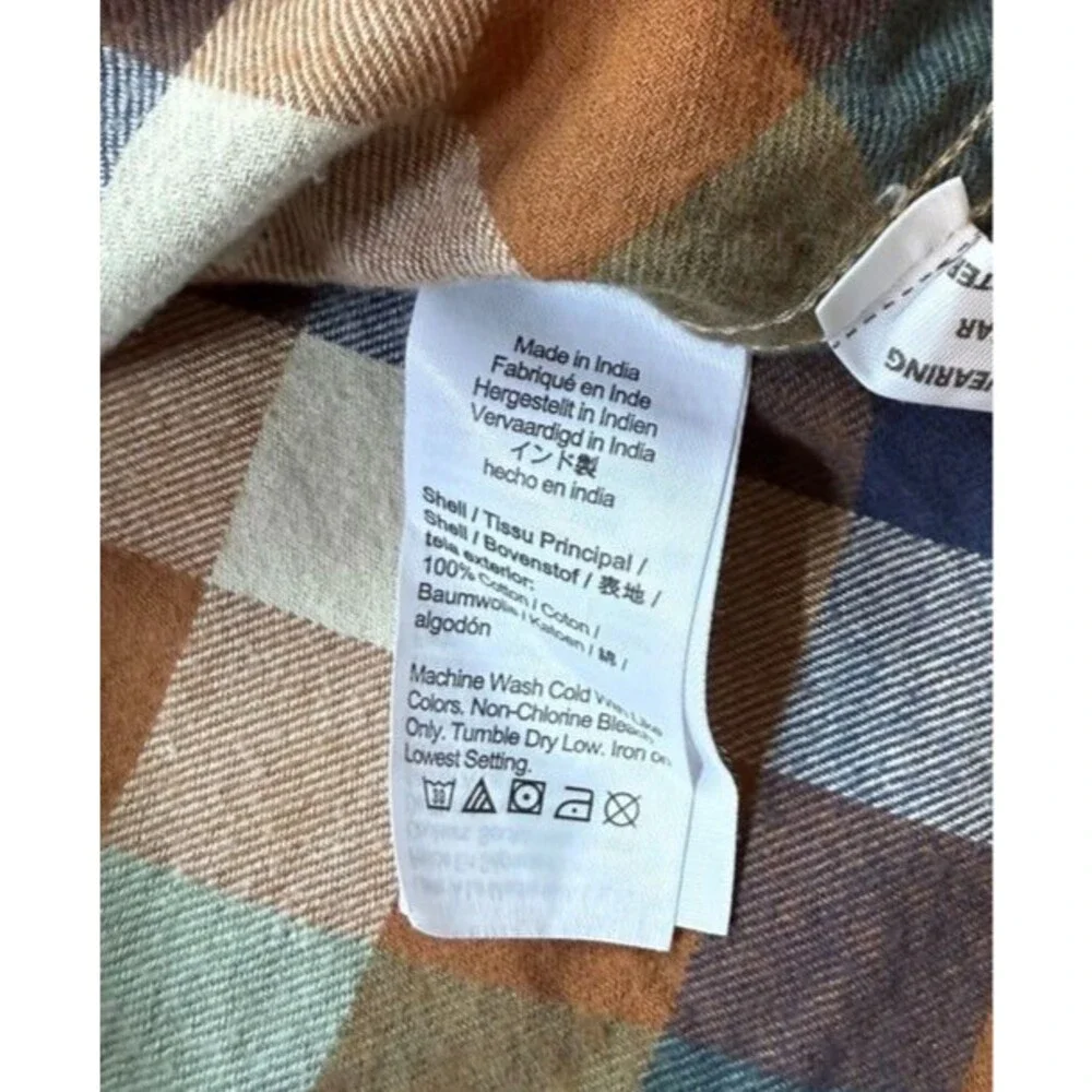 J.Crew Mens Flannel Shirt Size Large Classic Fit Brown Blue Check Plaid Preppy